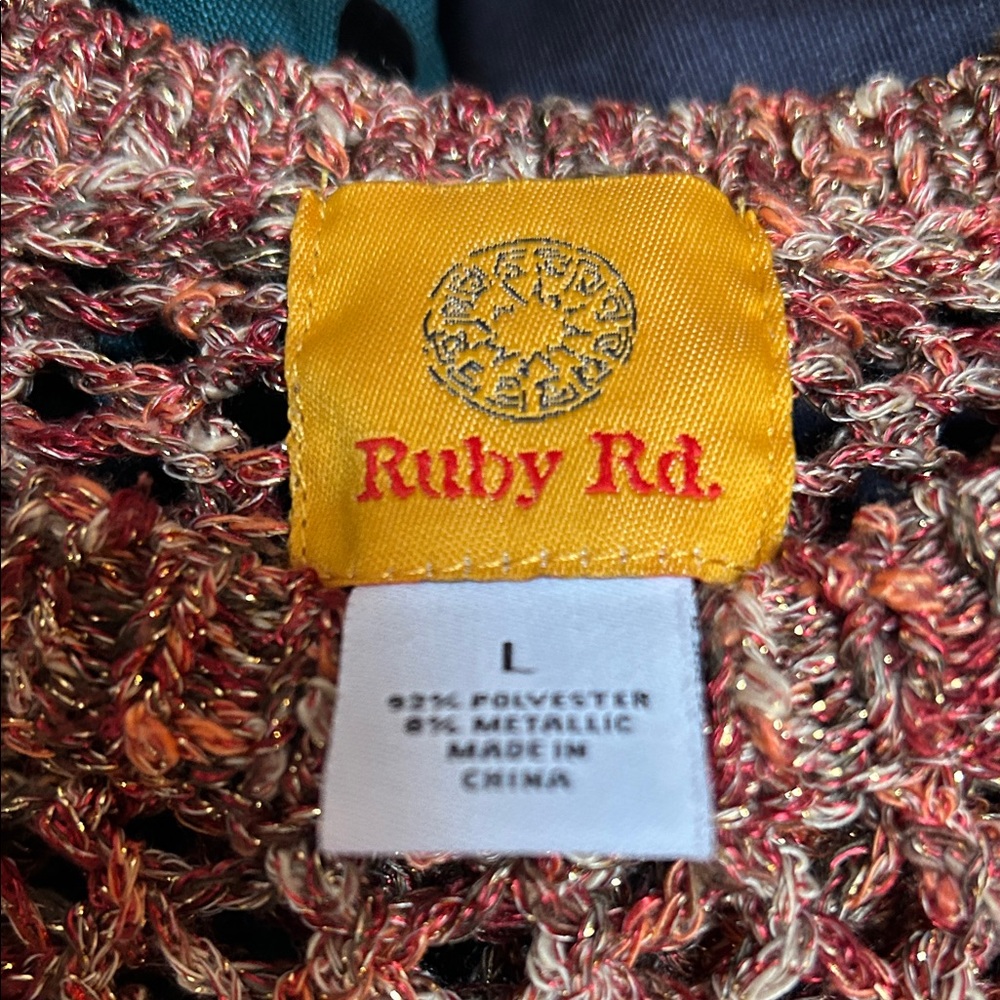 Ruby Rd. Open-Knit Copper Rust Crewneck Sweater - Picture 2 of 4